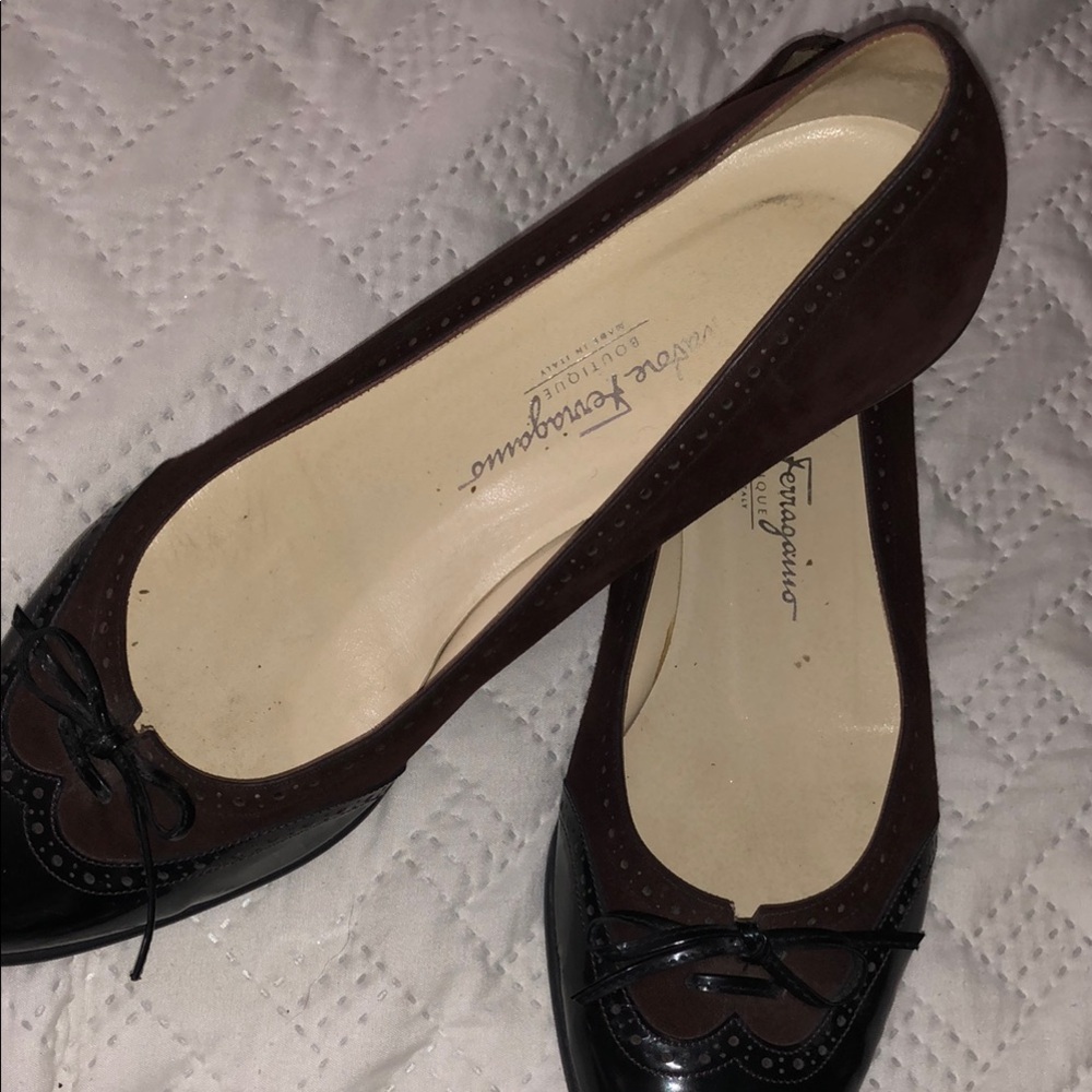 Salvatore Ferragamo Black Flats with Bow Detail